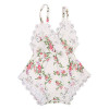 Newborn Kids Baby Girls Clothes Floral Back Cross Romper Outfits Lace V-Neck Jumpsuit Romper Playsuit