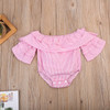 Newborn Infant Baby Girl Clothes Pink Striped Off Shoulder Romper Jumpsuit Outfit Playsuit Clothes Baby Girls
