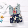 Newborn Infant Baby Girl Cotton Floral Patchwork Romper Sleeveless Tassel Jumpsuit Sunsuit Outfit Clothes