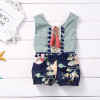 Newborn Infant Baby Girl Cotton Floral Patchwork Romper Sleeveless Tassel Jumpsuit Sunsuit Outfit Clothes
