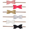 Newborn Girls Nylon Headband Leather Hair Bows Bowknot Headwear For Kids Children Hair Accessories Boutique Elastic Hair Band