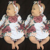 Cute Newborn Baby Girls Long Sleeve Floral Dress Headband Outfits Kids Clothes Toddler Infant Girl Flower Daily Dresses Soft