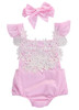 Cute Newborn Baby Girls Bodysuit Lace Floral Pink Bodysuit Jumpsuit+Headband Outfits Sunsuit Clothes