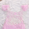 Cute Newborn Baby Girls Bodysuit Lace Floral Pink Bodysuit Jumpsuit+Headband Outfits Sunsuit Clothes