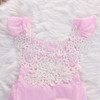 Cute Newborn Baby Girls Bodysuit Lace Floral Pink Bodysuit Jumpsuit+Headband Outfits Sunsuit Clothes