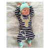 3pcs Newborn Infant Baby Boy Girl Clothes Long Sleeve Cotton Striped Hat Bodysuit Pant Outfits Toddler Kids Clothing Set 0-18M