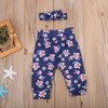 3PCS Newborn Baby Girl Clothes Set Long Sleeve Letter Print Cotton Romper Bodysuit +Floral Long Pant Headband Outfit Bebek Giyim