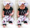 3PCS Newborn Baby Boy Girl Clothes 2017 Summer LOVE Cotton Romper + Pant +Headband Outfit Bebek Giyim Clothing Set