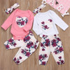 3PCS Infant Toddler Baby Girl Clothes Romper Tops+Headband+Leggings Outfits Sets