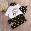 3pcs Christmas Set!Newborn Baby Girls Boys Deer romper +pant+ Hat 3pcs suit baby boy clothes newborn
