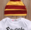 3PCS Baby Clothing Set Newborn Baby Boys Girls Letter Muggle Bodysuit/Tshirt+Stripe Pants+Hat Outfits Clothes 0-18M Super Cute