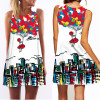 3D vintage Print summer dress 2016 bohemian beach dress summer sundresses women dresses dashiki hippie boho vestidos plus size