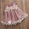Cute Kids Girls Princess Pink White Dresses Pageant Toddler Kids Baby Girl Sleeveless Flower Tulle Petal Party Ball Gown Dresses