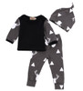 Cute Infant Baby Girl Boy Clothes Deer Tops T-shirt+Pants Leggings Hat 3pcs Outfits Kids Clothing Set 0-24M