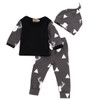 Cute Infant Baby Girl Boy Clothes Deer Tops T-shirt+Pants Leggings Hat 3pcs Outfits Kids Clothing Set 0-24M