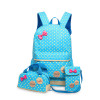 Cute Girls Bow Canvas Backpacks Girls Teenagers School Bags 3 Pcs/Set Schoolbag Large Capacity Dot Printing School Rucksack