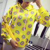 Cute donut print pullovers 2017 Spring women hoodies sweatshirts yellow large size M-XL sudaderas mujer fashion feminino moleton