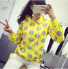 Cute donut print pullovers 2017 Spring women hoodies sweatshirts yellow large size M-XL sudaderas mujer fashion feminino moleton