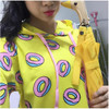 Cute donut print pullovers 2017 Spring women hoodies sweatshirts yellow large size M-XL sudaderas mujer fashion feminino moleton