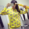 Cute donut print pullovers 2017 Spring women hoodies sweatshirts yellow large size M-XL sudaderas mujer fashion feminino moleton