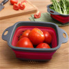 KHGDNOR 2pcs/set Foldable Strainer Basket Collapsible Colander Sets Square Shape Fruit Vegetable Washing Drainer Kitchen Baskets