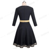 Nice-forever Vintage Elegant Embroidery Flower Patchwork Zipper vestidos O-Neck A-Line Pinup Business Women Flare Dress A069