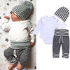 Newborn Toddler Kids Baby Boys Girls Clothes Set Outfit T-shirt Hat Tops Pants 3PCS Casual Set Clothes