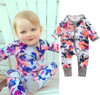 Newborn Toddler Infant Baby Girls Floral Clothing Zipper Cute Romper Jumpsuit Long Sleeve Outfit Clothes