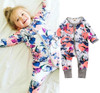 Newborn Toddler Infant Baby Girls Floral Clothing Zipper Cute Romper Jumpsuit Long Sleeve Outfit Clothes