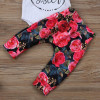 Newborn Toddler Baby Girls Tops Romper Flower Pants 3Pcs Outfits Set Clothes
