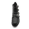 E TOY WORD 2017 New Leather Rivets Booties Buckle Straps Thick Heel Black Ankle Boots Studded Motorcycle Winter Woman Boots
