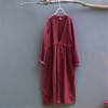 Johnature Women Trench Coats V-Neck Cotton Linen Vintage 2017 Autumn Original Fashion Loose 3 Colour Thicken High Quality Trench