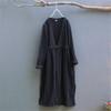 Johnature Women Trench Coats V-Neck Cotton Linen Vintage 2017 Autumn Original Fashion Loose 3 Colour Thicken High Quality Trench