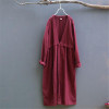 Johnature Women Trench Coats V-Neck Cotton Linen Vintage 2017 Autumn Original Fashion Loose 3 Colour Thicken High Quality Trench