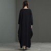 Johnature Women Maxi Dress 2017 Autumn New Women Clothes Black Cotton Linen Loose Casual Brief Brief O-Neck Long Dress