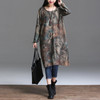 Johnature Women Dress Vintage 2017 Autumn New Plus Size Women Clothes Loose Korean Fashion Cotton Linen Print Floral Warm Dress