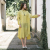 Johnature Women Casual Dress Autumn 2017 New Ramie Cotton Solid Soft Loose O-Neck Full Sleeve Brief Asymmetrical Vintage Dresses