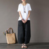 Johnature 2017 Wide Leg Women Pants Big Pockets Cotton Linen Ankle-length Casual Loose Trouser