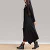 Johnature 2017 Autumn New Women Black Color Casual Dress Robe Long Sleeve V Neck Loose Brief Loose Irregular Long Dress