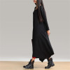 Johnature 2017 Autumn New Women Black Color Casual Dress Robe Long Sleeve V Neck Loose Brief Loose Irregular Long Dress