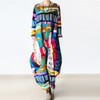 Johnature 2016 New Print Women Maxi Dress Cotton Linen Long Sleeve Robe O-Neck Loose Plus Size Long Autumn Clothing Dress