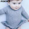 Infant Baby Girls Clothes Tutu Skirt Bodysuit Long Sleeve Soft Comfy Newborn Unisex Baby Gray Dress Jumpsuit Playsuit Outfits
