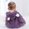 Infant Baby Boys Girls Winter Warm Coral Fleece Hooded Footies Jumpsuit Clothes