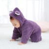 Infant Baby Boys Girls Winter Warm Coral Fleece Hooded Footies Jumpsuit Clothes