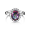 3ct Natural Mystic Fire Rainbow Topaz Engagement Wedding Ring Women Solid Genuine 925 Sterling Silver 2015 New Fine Jewelry Hot