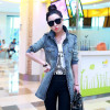 2017 Denim Trench Coat For Women Casual Female Jean Windbreaker Spring Autumn Long Coats Girls Outwear Top Outerwear YL372