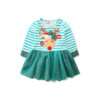 Lovely Enfant Kid Baby Girls Deer Striped Tulle Party Dress Xmas Clothes Children Toddler Kids Girl Stripe Dresses Clothing