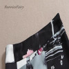 BunniesFairy 2016 New Vintage Style England Rose Flower Floral Print Black Midi Pencil Skirt High Waisted  Bodycon Tube Saias