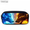 VEEVANV Animal Wolf Printing Case Holder Casual Pencil Purse Cute Animal Purses Kids Wallets School Case For Student Pencil Bags