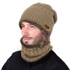 VBIGER 2pcs Men Women Winter Warm Knitted Hat Beanie Set Thicken Solf Fleece Lining Hat Cap with Circle Scarf Outdoor Hat